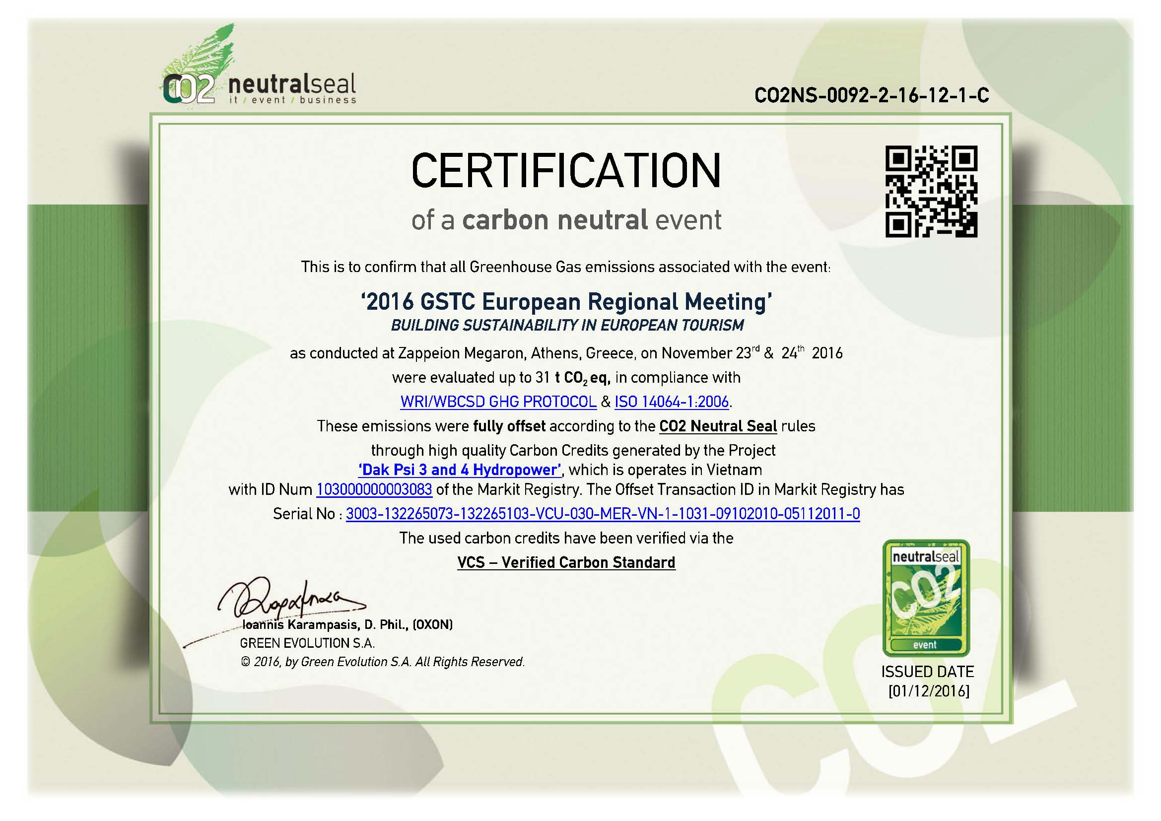 CO2NS 0092 2 16 12 1 C 2016 GSTC European Regional Meeting EVENT